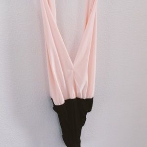 Dainty Light Pink Halter with Black Bottom Leotard